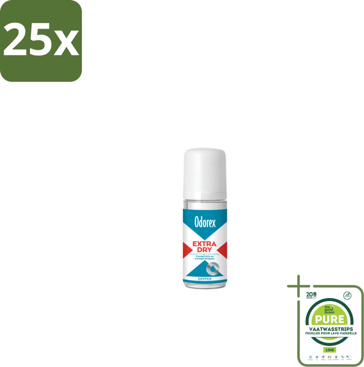 25 x Odorex Depper - Deodorant Roller - Extra Dry - Krachtige Bescherming - 50 ml - Grootverpakking - Overmatig Zweten - Droge Oksels - Deodorant - Depper - Langdurige Bescherming
