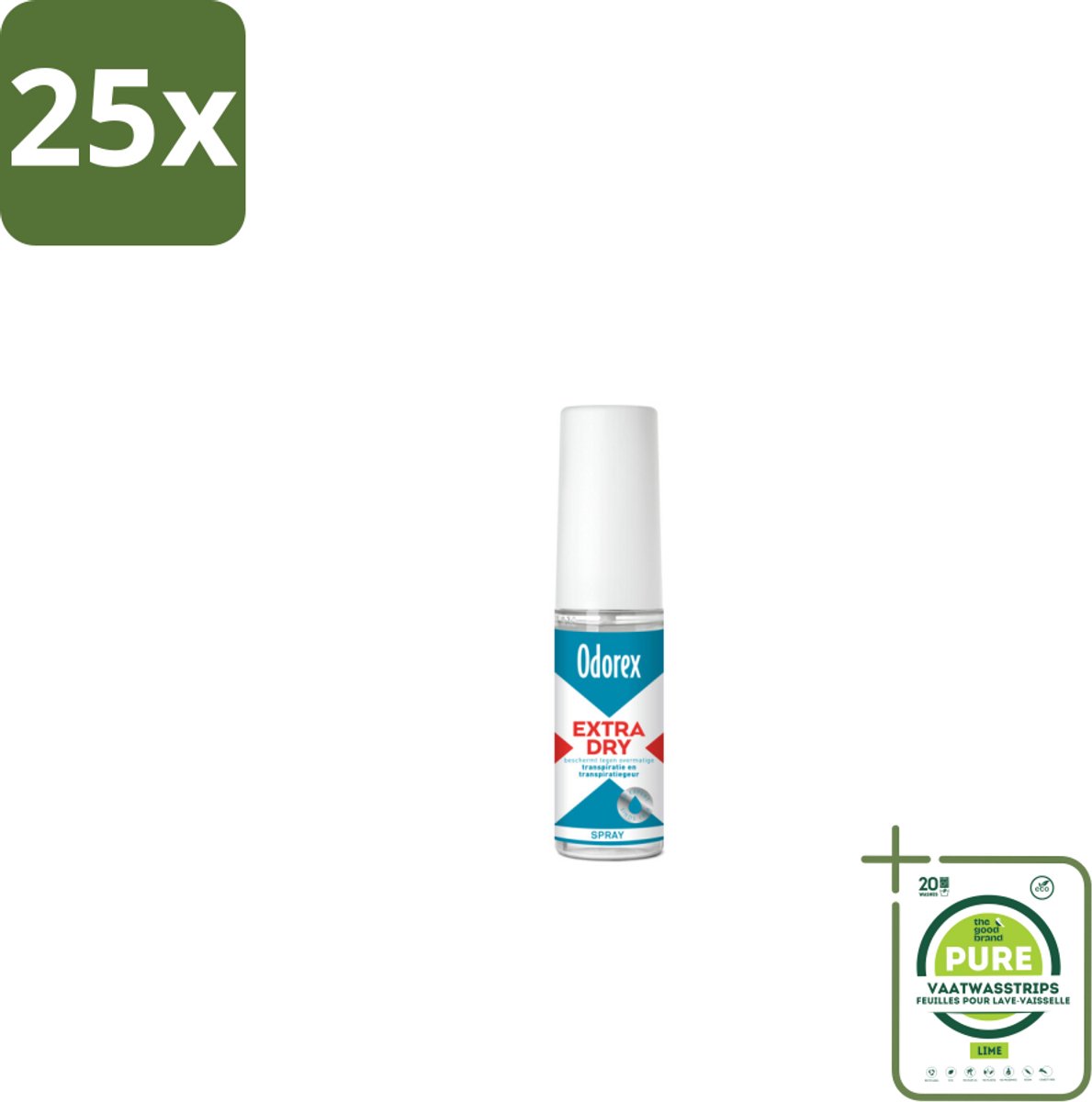 25 x Odorex Extra Dry Pompspray 30 ml - Grootverpakking - Extra Droog - Overmatig Zweten - Intens Droog - Pompsysteem - Parfumvrij