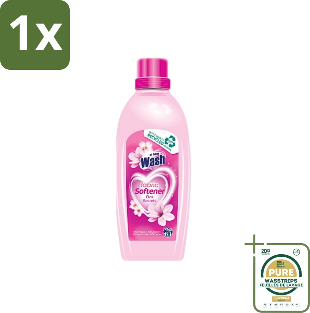 1 x At Home - Wash - Wasverzachter - Pink Secrets - 20 Wasbeurten- Wasverzachter - Wasverzachter Pink Secrets - Wasverzachter Voor Kleding - Wasverzachter Voor Alle Stoffen - Wasverzachter Voor Katoen