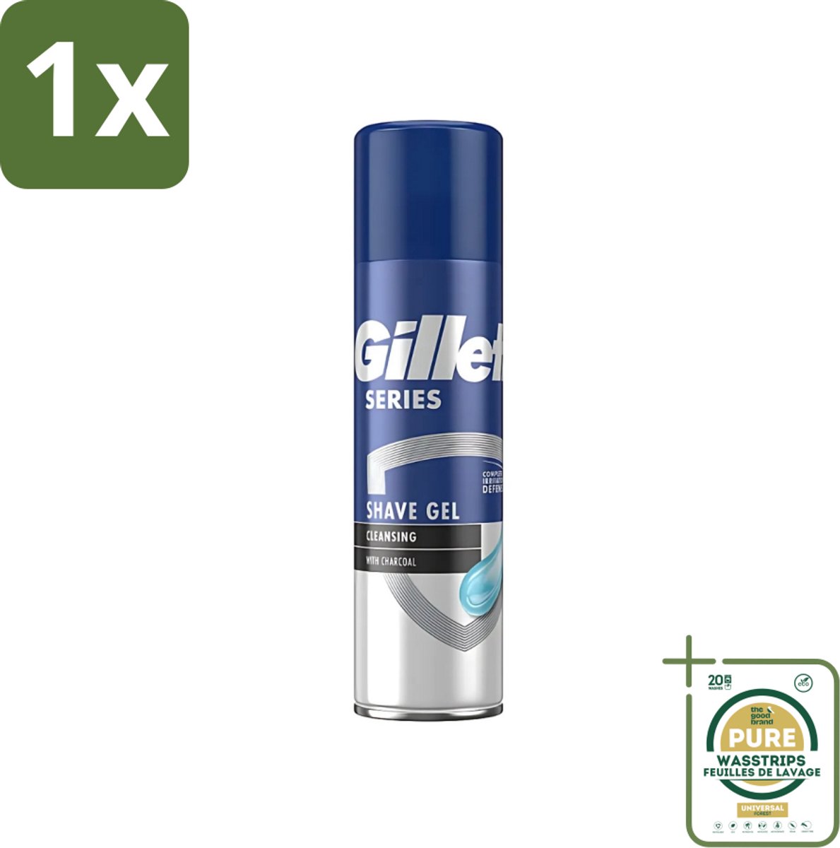 1 x Gillette Series - Scheergel - Cleansing - Charcoal - Verfrissend en reinigend - 200 ml- Scheergel - Houtskool - Menthol - Reinigen - Verfrissen