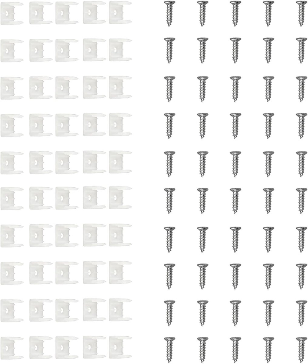 Set van 50 Waterdichte Antislip LED Lichtstrip Klemmen met 50 Schroeven voor Bevestiging aan Plafond en Muur, Geschikt voor 12-14 mm LED Strips