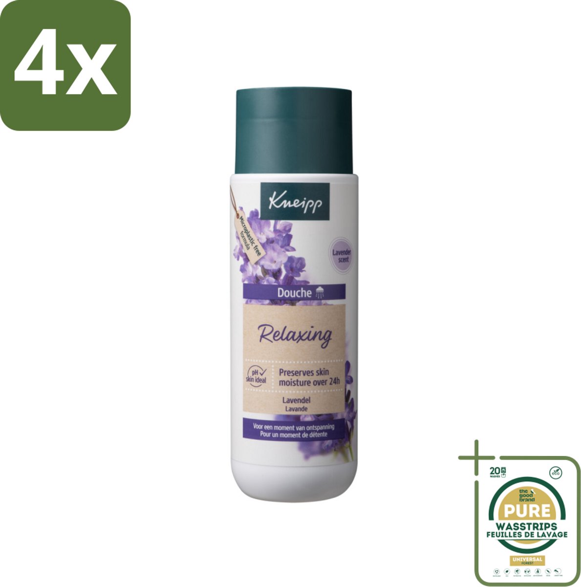 Kneipp Douche Relaxing 200 ml - Voordeelverpakking - 4 stuks - Lavendel - Stress verlichten