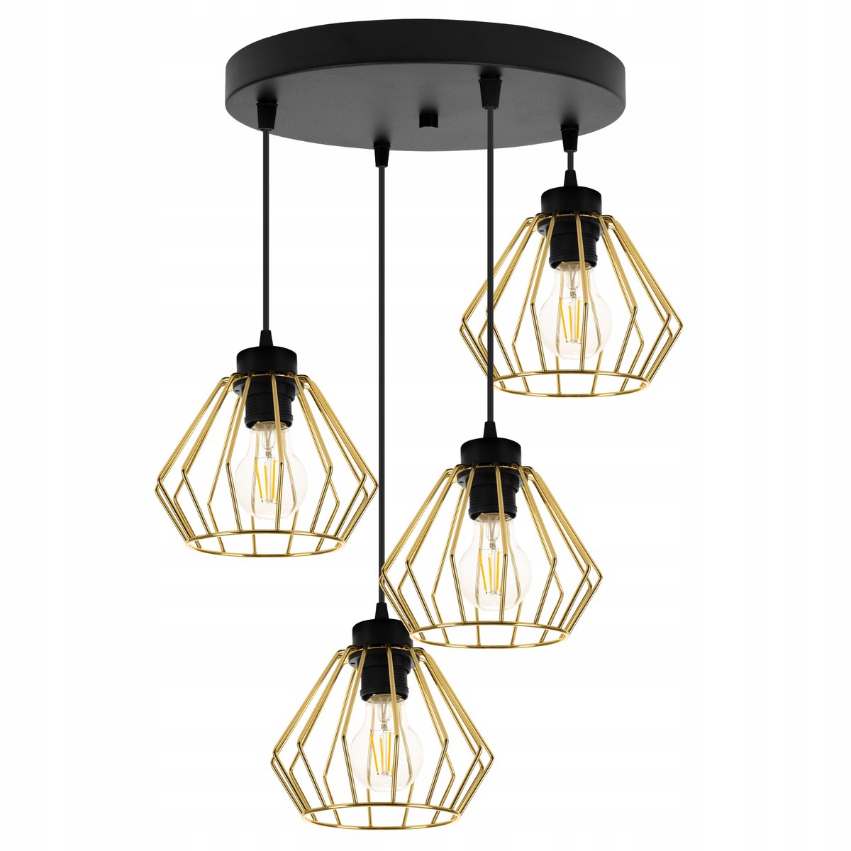Santos Plafondlamp Zwart Goud Metaal E27 4 lichtpunten