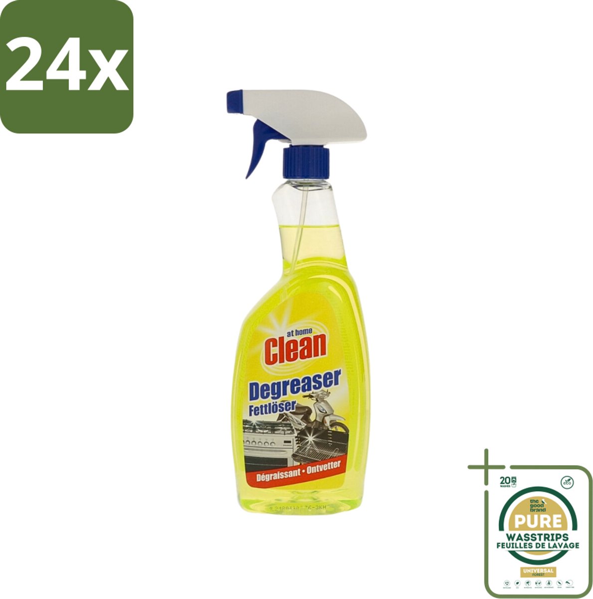 At Home - Clean - Ontvetter - Snel Resultaat - 750 ml - Voordeelverpakking - 24 stuks - Vetverwijdering - Snel reinigen