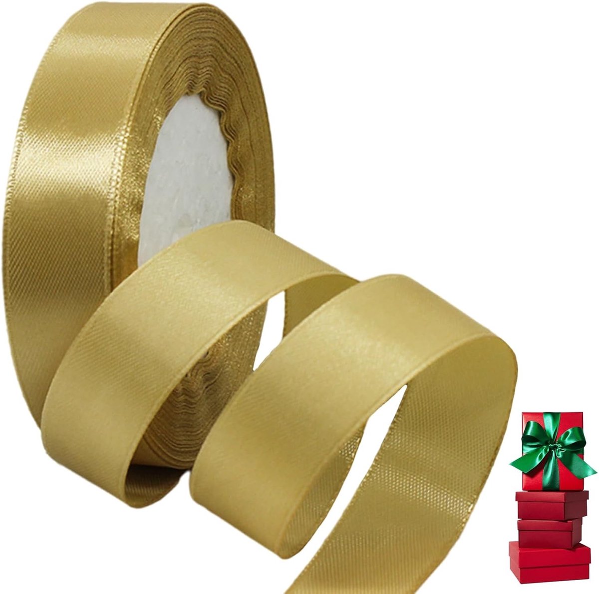 Satin Ribbons 20mm in Champagnekleur voor Cadeauverpakking, Bruiloften, Feestdecoratie en Creatieve Projecten - 22m Lang