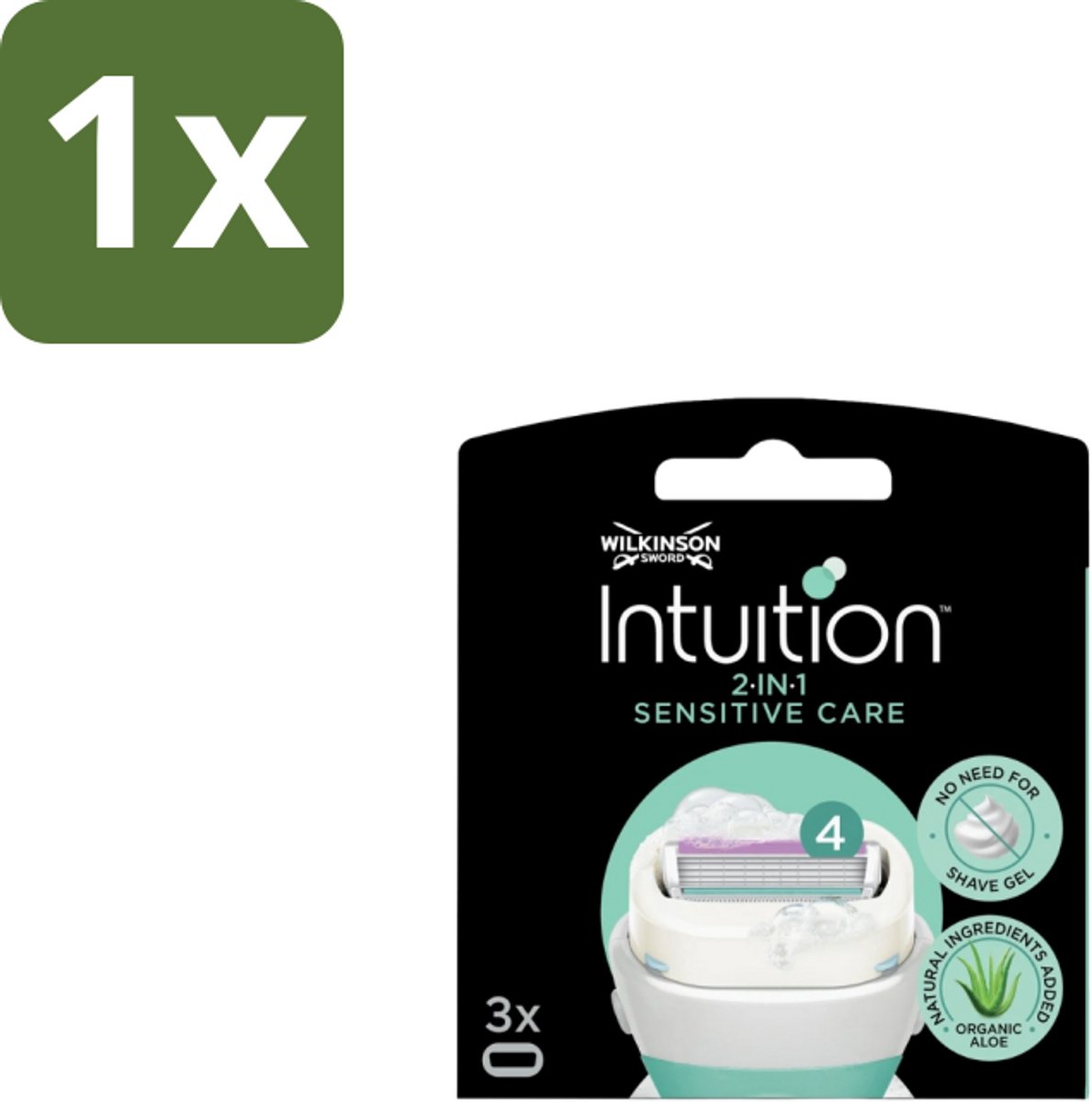1 x Wilkinson – Scheermesjes – Intuition Dry Skin Sensitive Care – 3 Scheermesjes - Scheermesjes - Gevoelige Huid - Aloe Vera - Vitamine E - Huidverzorging