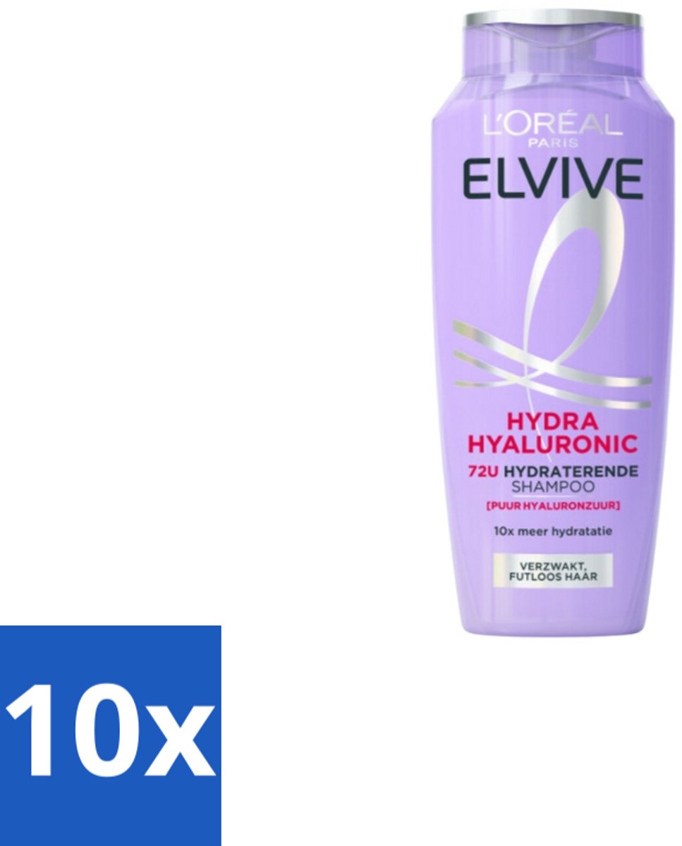 10 x L’Oréal Paris Elvive – Shampoo – Hydra Hyaluronic – Hydraterend – 250 ml - Voordeelverpakking - 10 stuks