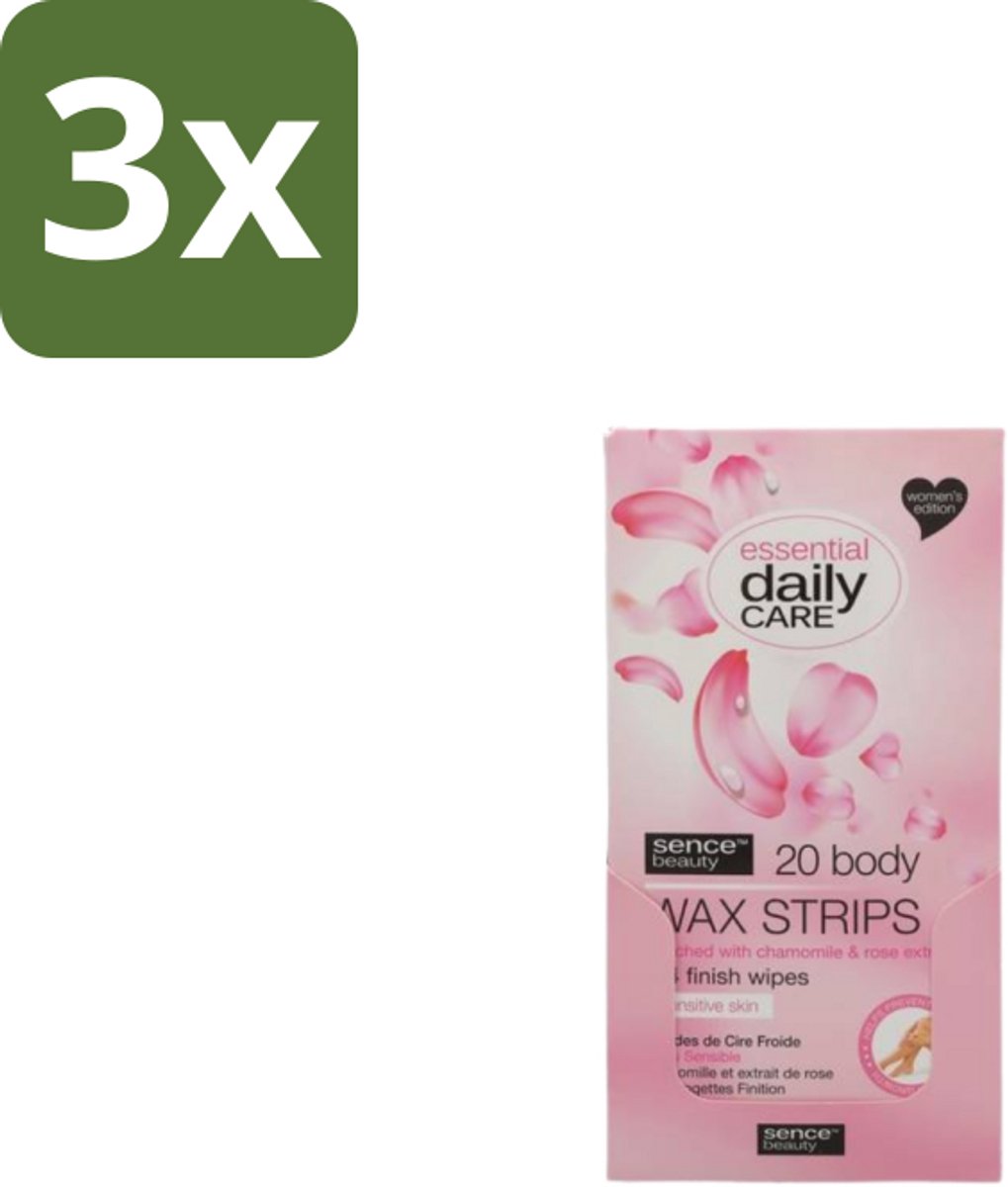 3 x Sence – Wax Strips – Lichaam – Ontharing – 20 Strips - Ontharing - Wax Strips - Lichaam - Gevoelige Huid - Kamille