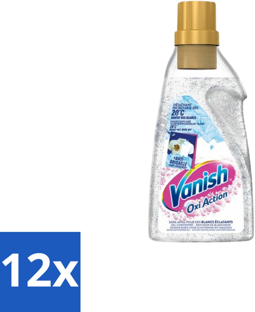 12 x Vanish – Wasbooster Gel – Oxi Action Whitening – 750 ml - Wasbooster - Witte Was - Vlekverwijdering - Wasmiddel - Actieve Zuurstof
