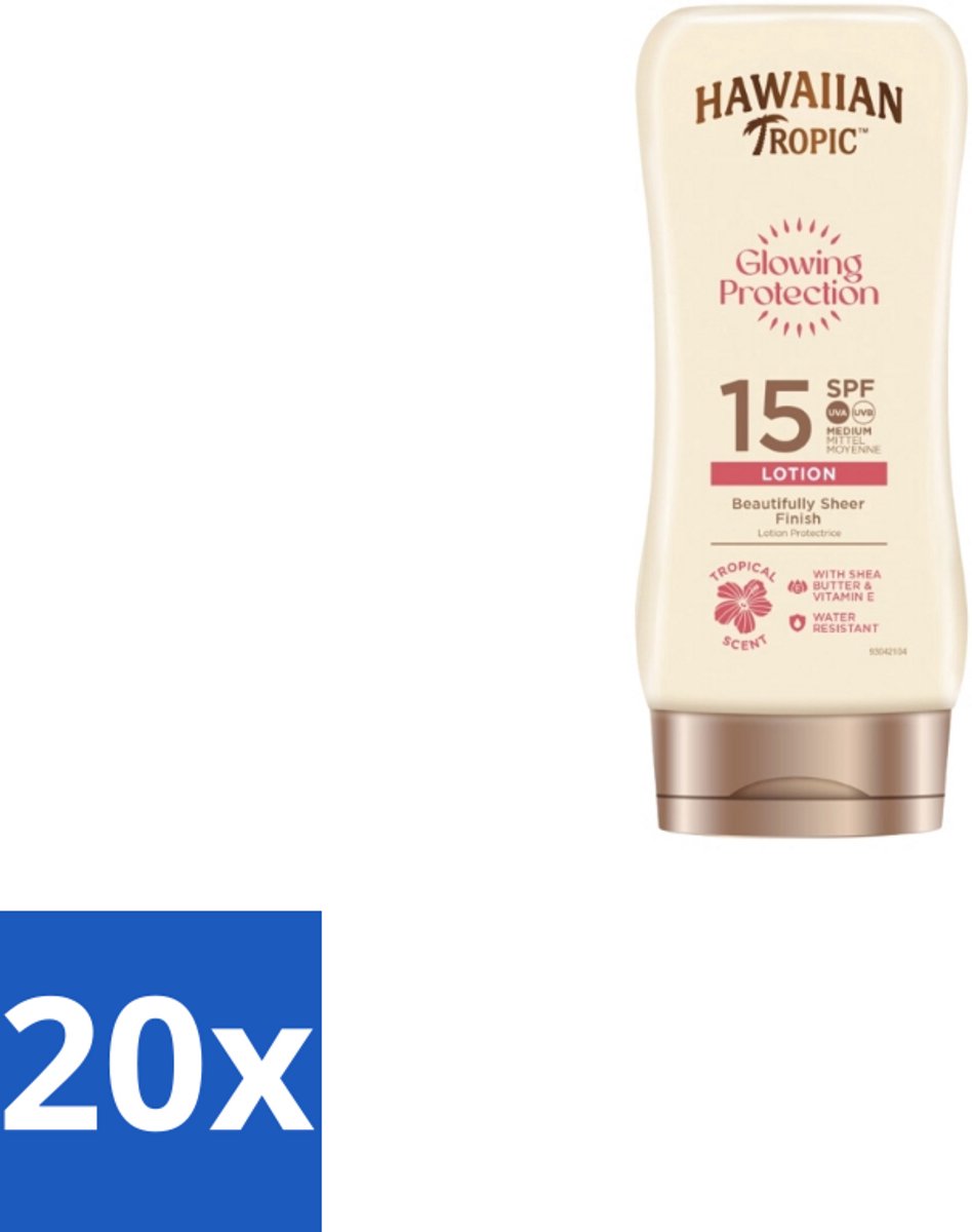 20 x Hawaiian Tropic – Zonnebrand Lotion – Satin Protection Ultra Radiance – SPF - Zonbescherming - Zonnebrandlotion - Huidbescherming - Stralende Huid - UV Bescherming