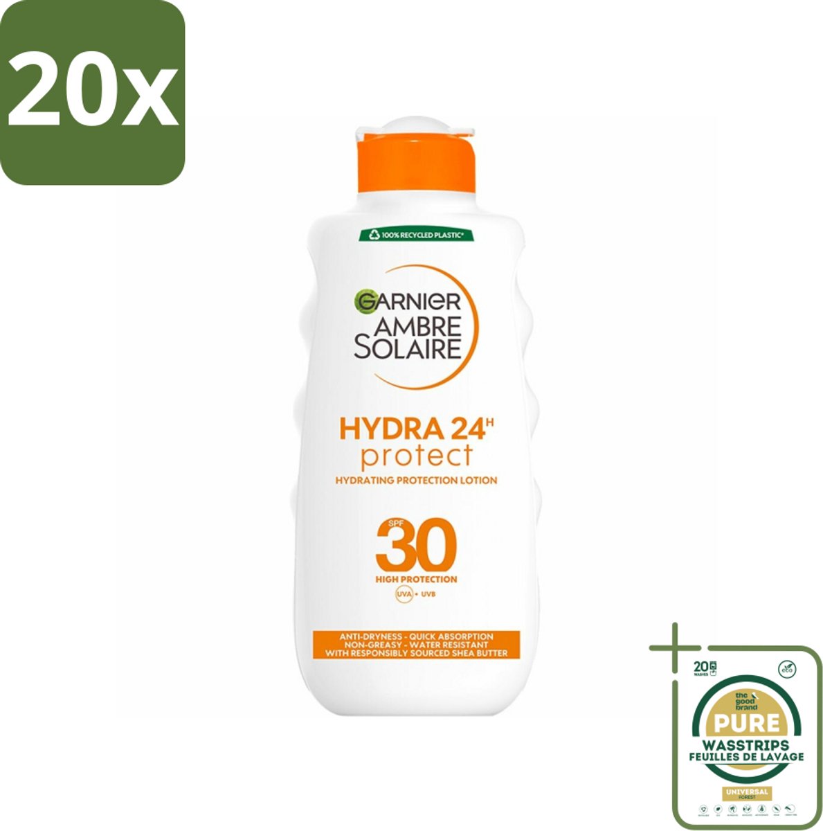 20 x Garnier - Ambre Solaire - Hydraterende Zonnebrand Melk - SPF 30 - 200 ml - Grootverpakking - Zonnescherm - Zonnebrandmelk - Hydraterende Zonnebrandmelk - SPF 30 - Zonbescherming