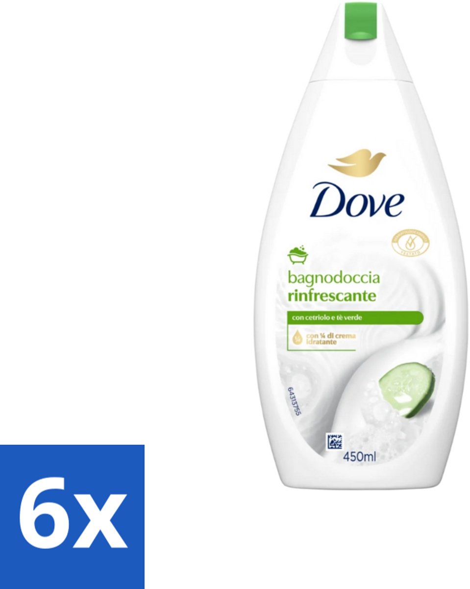 6 x Dove – Douchegel – Refreshing – 450 ml - Douchegel - Frisheid - Huid Verzorging - Mild Reinigen - Schuim