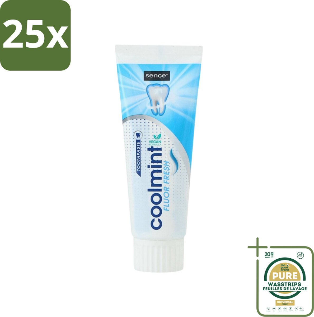 25 x Sence - Freshmint - Tandpasta - Met Fluor - 75 ml - Grootverpakking - Tandpasta - Fluoride - Frisse Adem - Mondhygiëne - Gaatjes Voorkomen