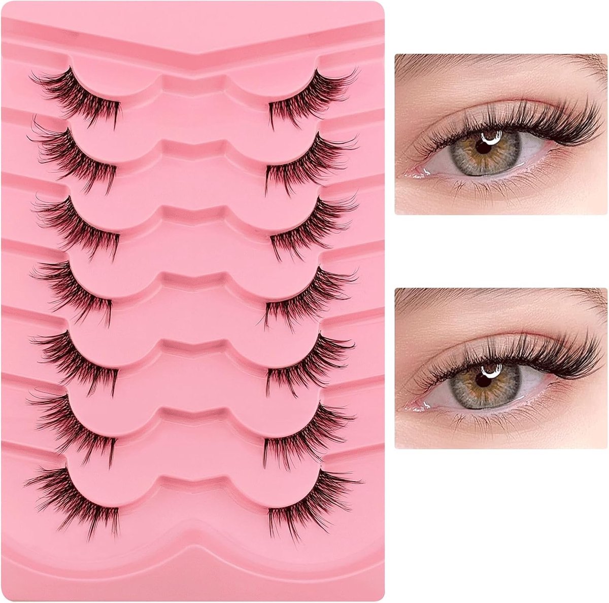 7 Paar 12 mm Transparante Wimpers, Herbruikbare Kunstwimpers voor Natuurlijke Look, Ideaal voor Lichte Make-up en Oogmake-up