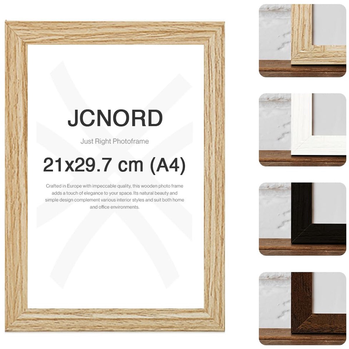 JCNORD MDF Houten Fotolijst in Eikenkleur 21x29,7 cm (A4) met Breukvast Acrylglas - ShopVlot