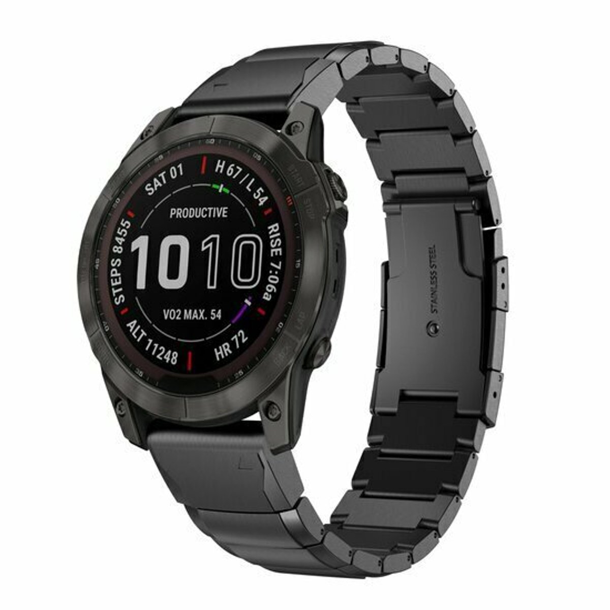 By Qubix - Geschikt voor Garmin bandje - 20mm Quickfit - Stainless steel schakelband - Zwart - Geschikt voor Garmin Fenix 9 / 9 pro - 43mm
