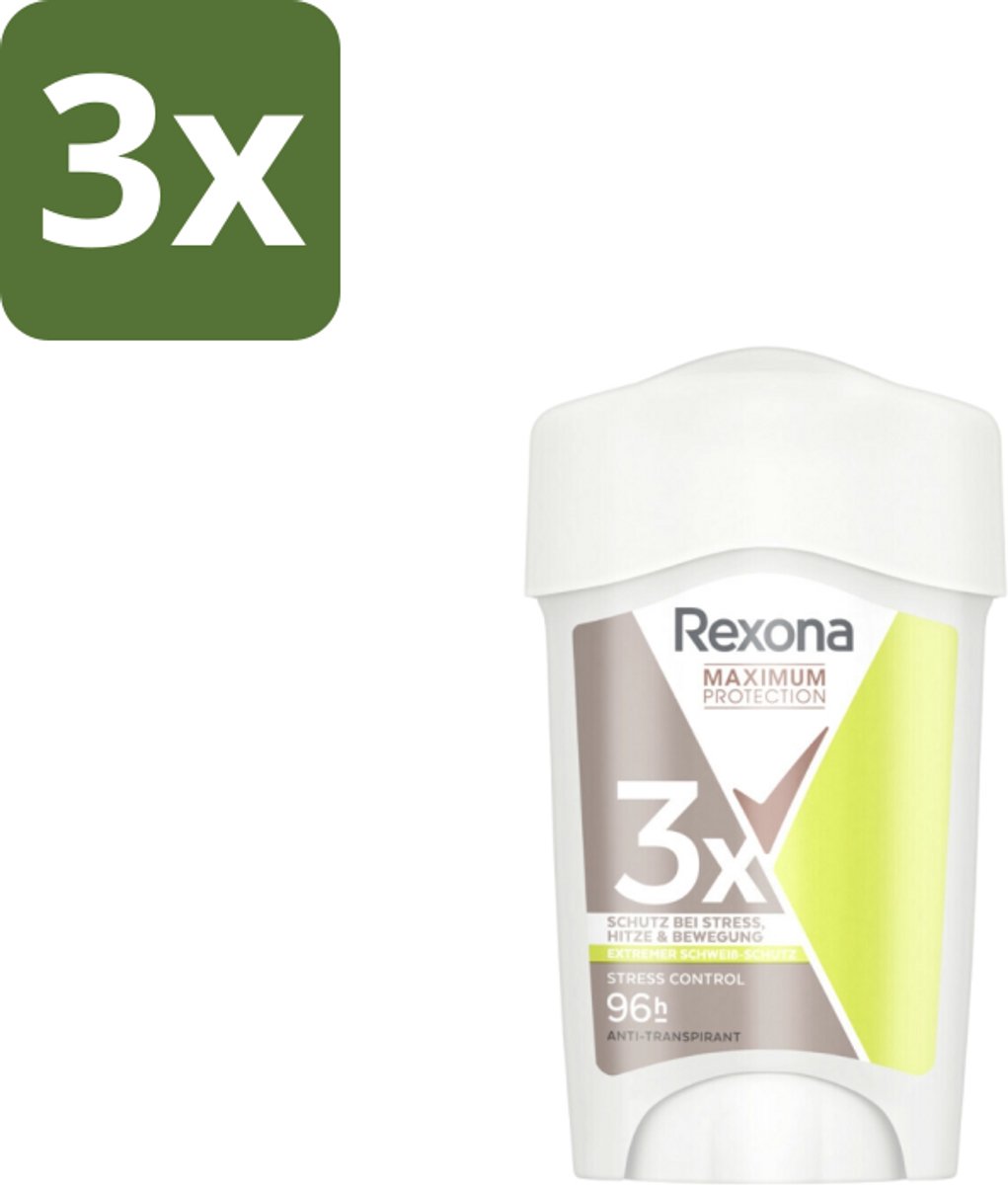 Rexona Deodorant Stick Cream Maximum Protection Stress Control 45 ml - Bulkverpakking - 3 stuks