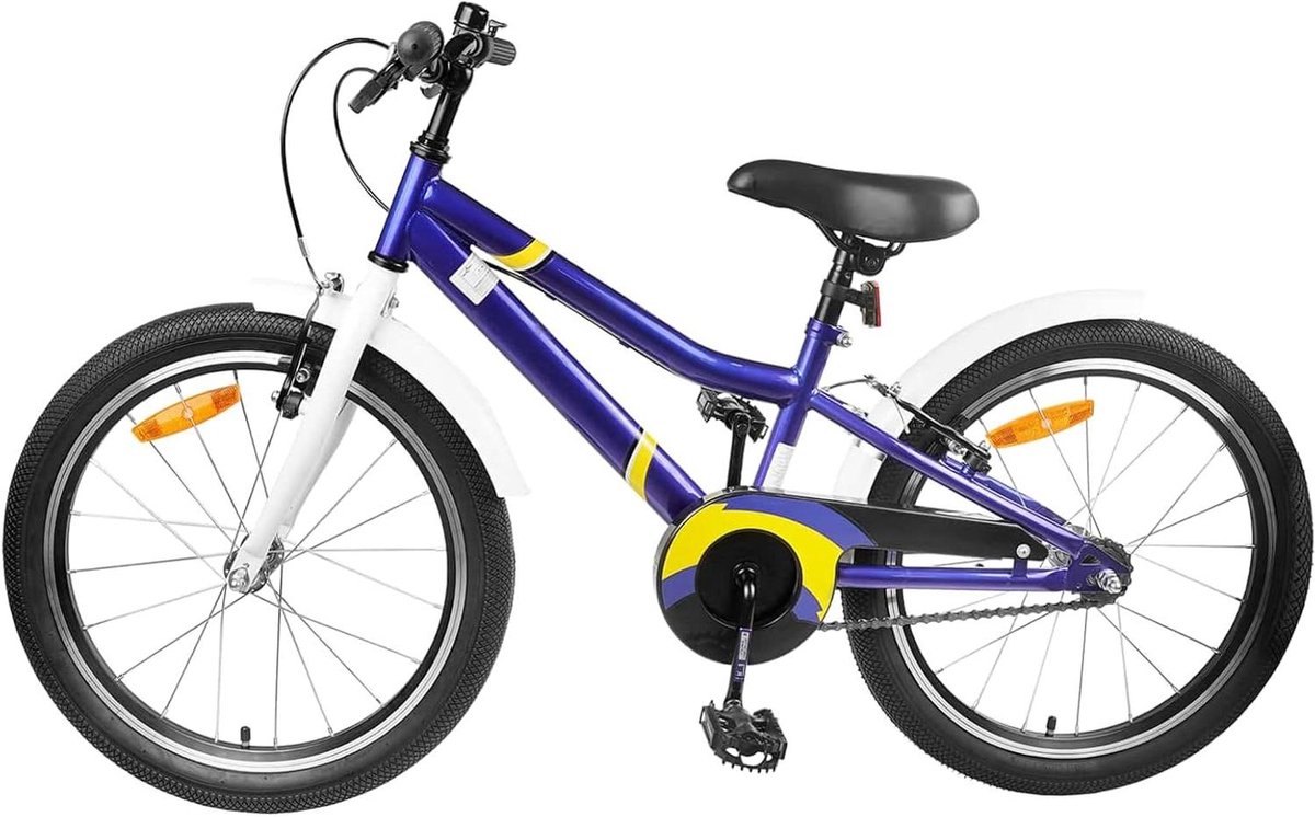 Kinderfiets Jongensmeisjesfiets Buiten spelen Eenvoudige bediening 18 inch Blauw wit