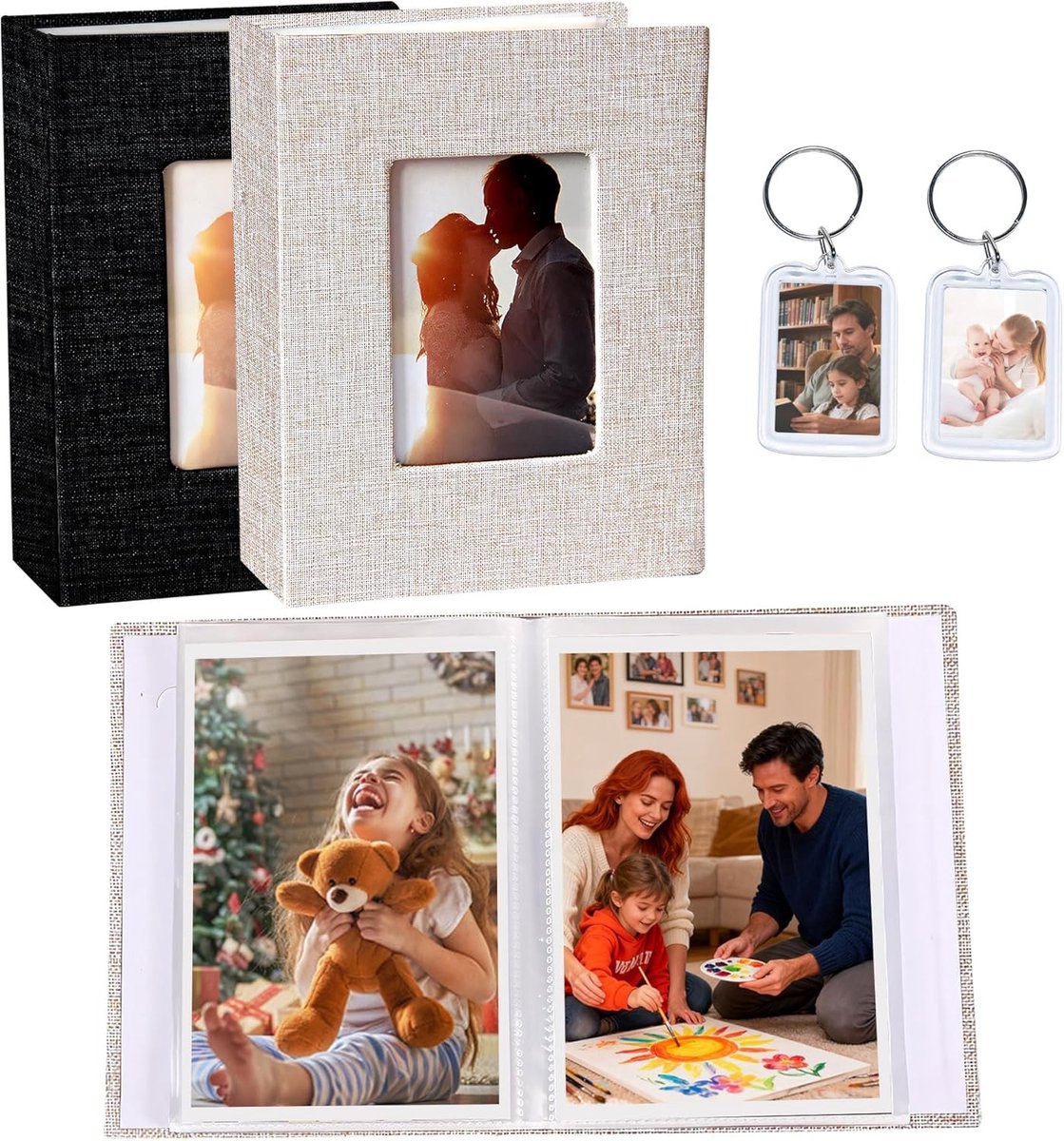 Set van 2 Fotoboeken 10 x 15 cm met 100 Pagina's, Voorzijdevenster, Ideaal voor Foto's en Herinneringen