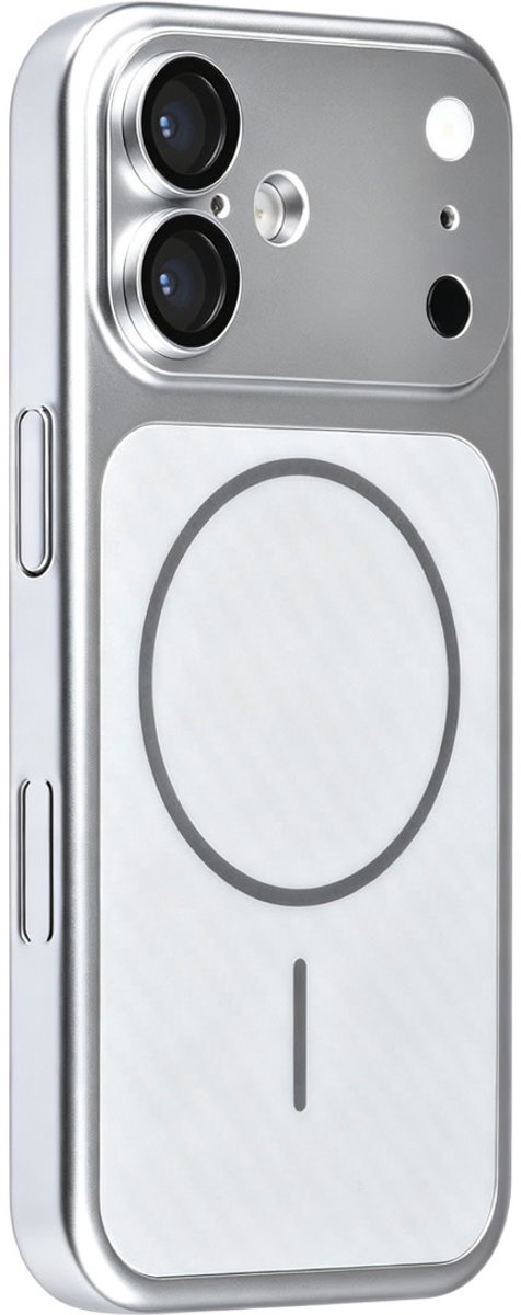 TUNIQ Backcover hoesje voor Apple iPhone 17 - MagSafe with fiber pattern PC - Zilver