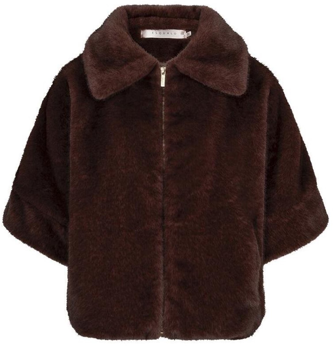EsQualo Jas Coat Poncho Fake Fur F26 37500 488 Merlot Dames Maat - 42