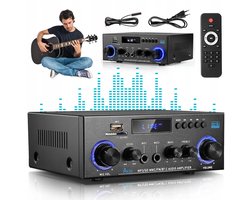 Bluetooth Versterker - HiFi Stereo Versterker - Mini Audioversterker - 2.0 Kanaals - 50W+50W - USB/SD - FM Radio - Microfooningang - Afstandsbediening - Bas & Treble Instelbaar - Voor Karaoke & Home Cinema