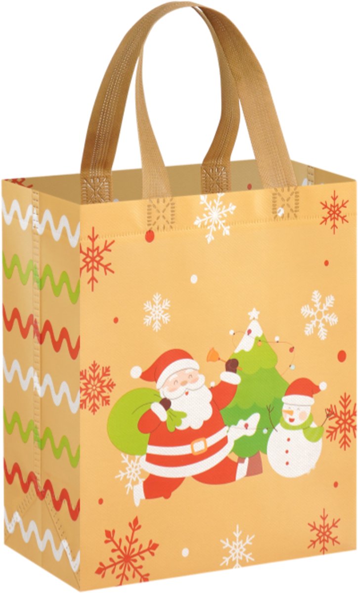 Set Van 10 Kersttassen Van Non-Woven Materiaal, Cadeautassen Voor De Feestdagen, Draagtassen Voor Feestdecoratie (Met Kerstman- En Sneeuwpopontwerpen).