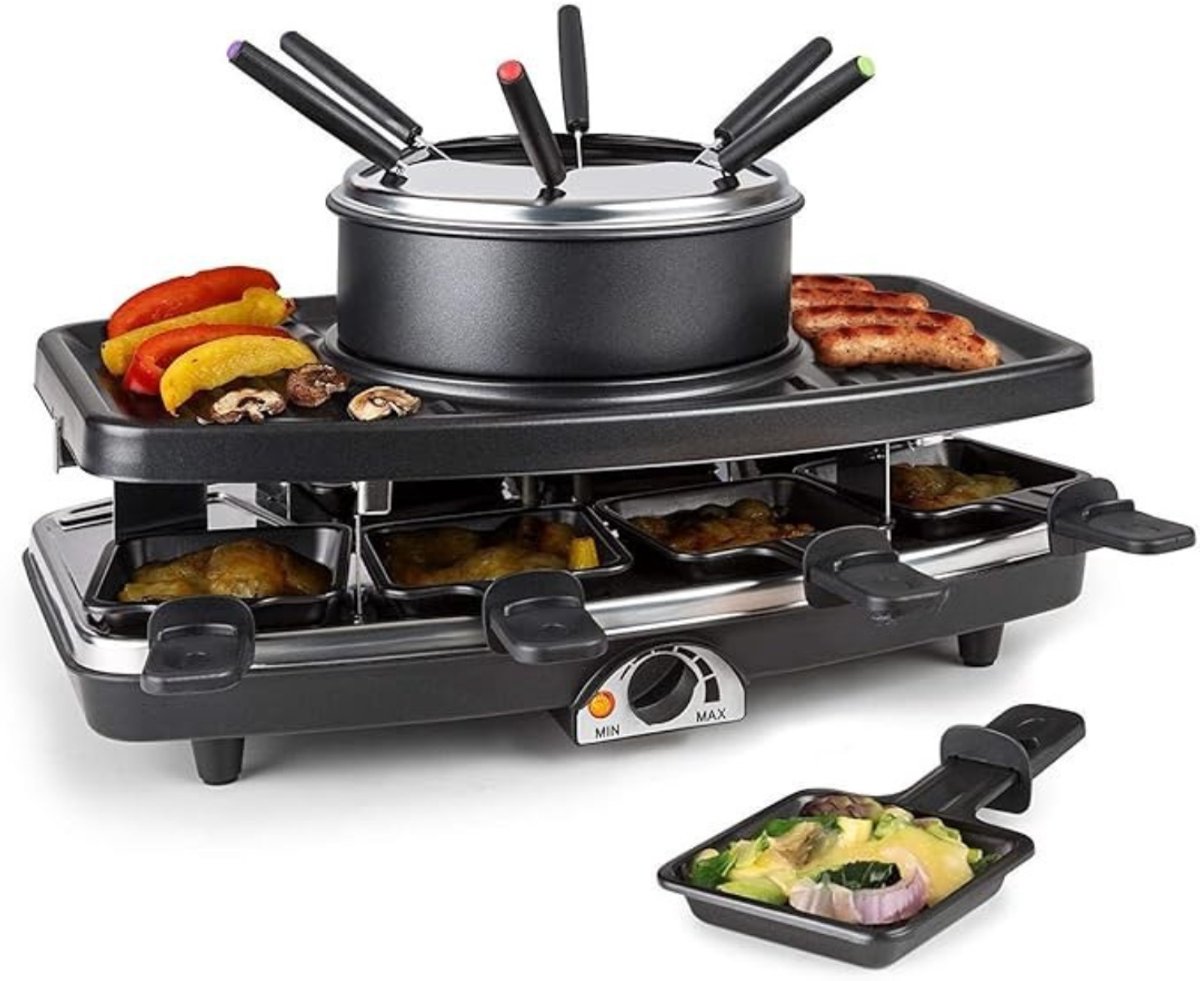 QORA® Gourmetstel 8 personen - Gourmetstellen - Gourmet - Zwart - ‎40cm x 20cm x 38cm