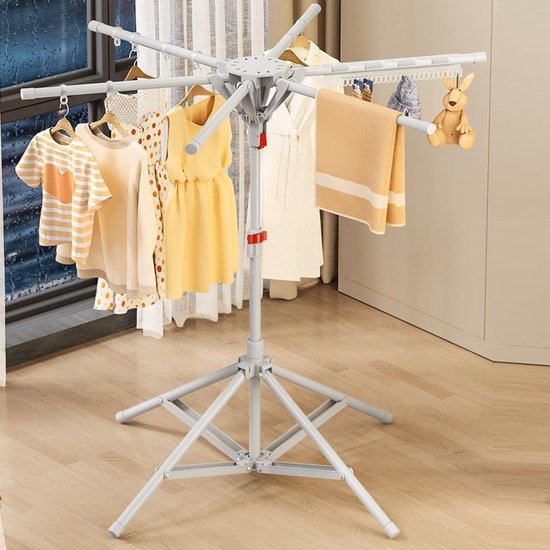 Opvouwbaar Wasrek - Kledingdroger Staand - Kleding Drogen - Ruimtebesparend Ontwerp - 60 x 60 cm - Zilvergrijs — afbeelding 2