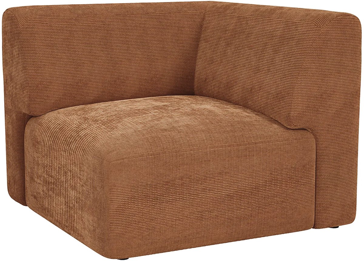 Vente-unique Hoekmodule fauteuil in terracotta fijn ribfluweel van Maison Céphy POGNI