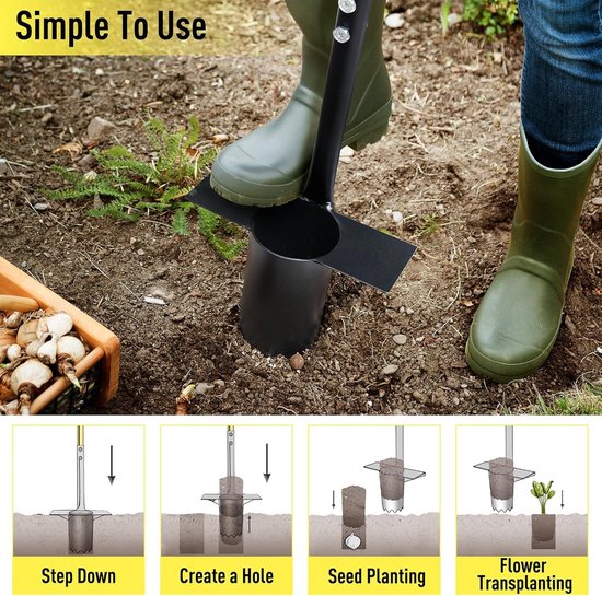 Set van 2 Tuintransplanters met Lange Handgreep voor het Planten van Bloembollen, Zaailingen en Bloemen met Diepe Markering — afbeelding 5