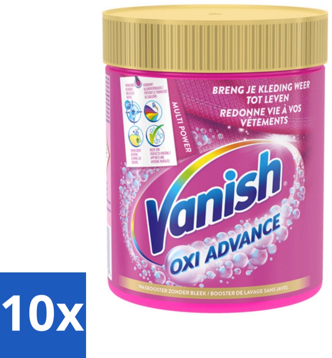 10 x Vanish Oxi Advance - Vlekkenverwijderaar Poeder - Zonder Bleek - Gekleurde Was - 470 Gram - Vlekkenverwijderaar - Gekleurde Was - Kleuren Beschermen - Bleekvrije Was - Wasmiddel