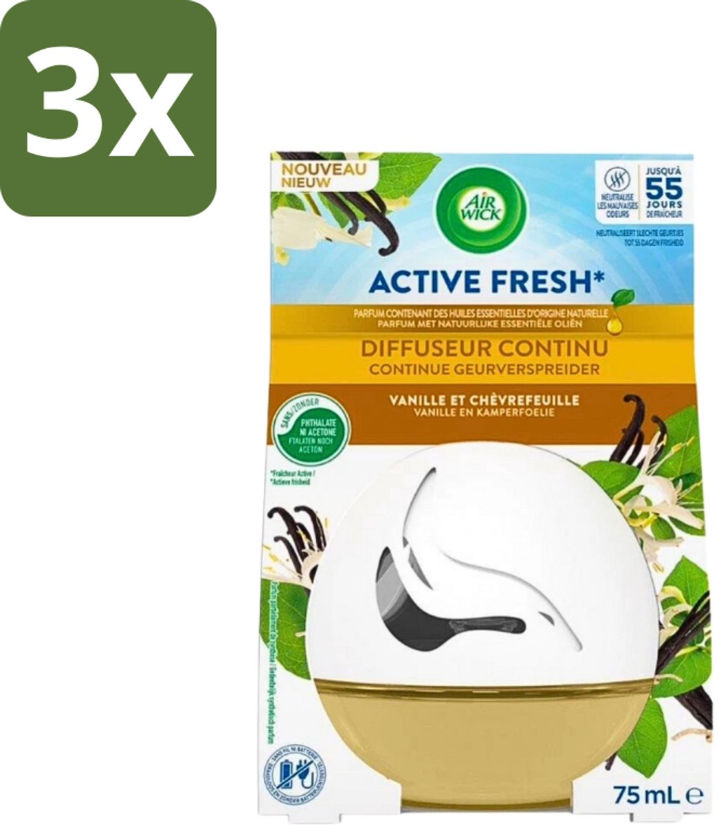 3 x Air Wick Decosphere - Luchtverfrisser - Vanille & Kamperfoelie - 75ml - Luchtverfrisser - Geur - Geurverspreiding - Vanille - Kamperfoelie