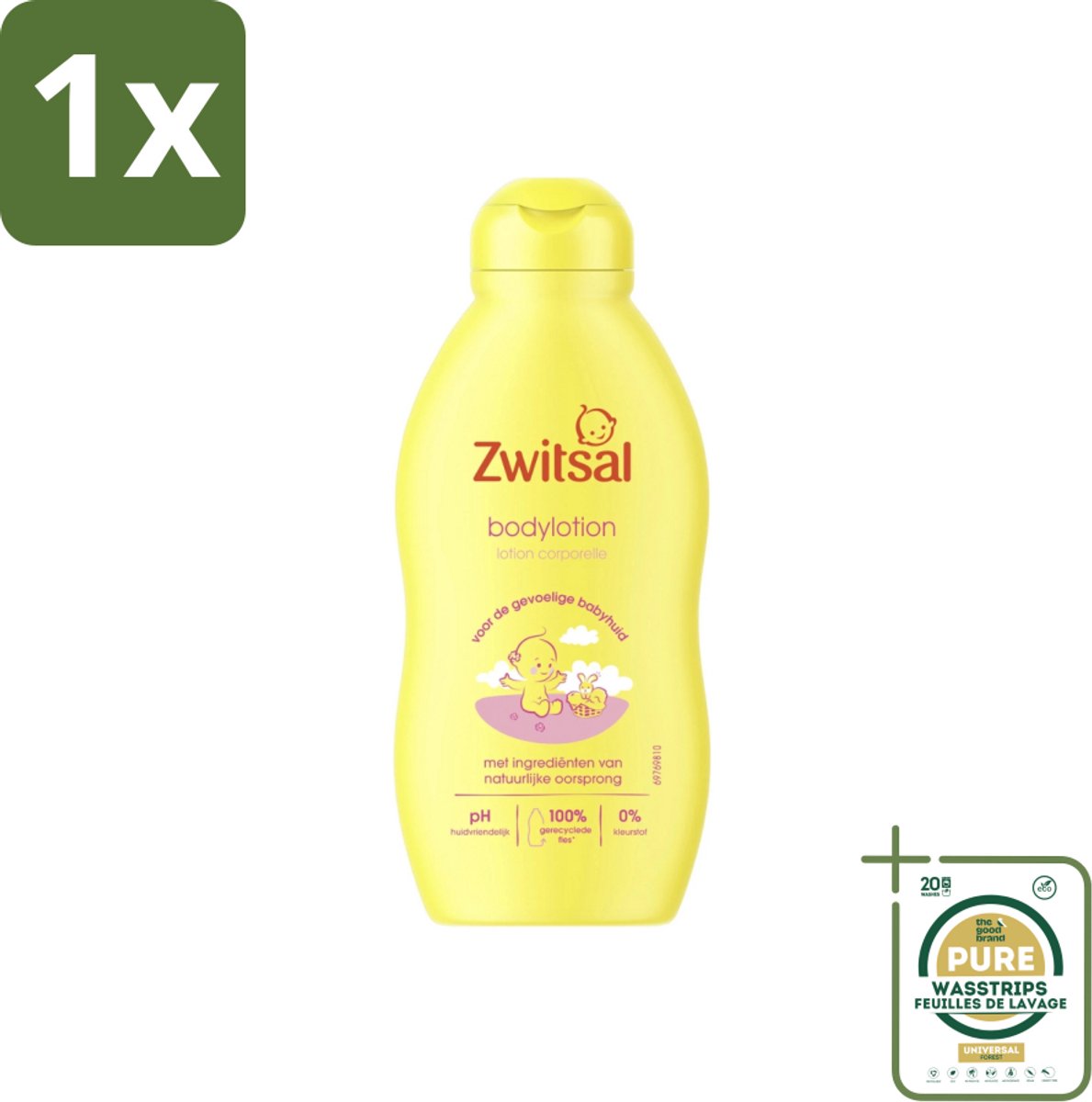 1 x Zwitsal - Babyverzorging - Bodylotion - Voor de Gevoelige Babyhuid - 200 ml- Babyhuid Verzorging - Baby Bodylotion - Zwitsal Bodylotion - Gevoelige Huid - Hydraterende Bodylotion