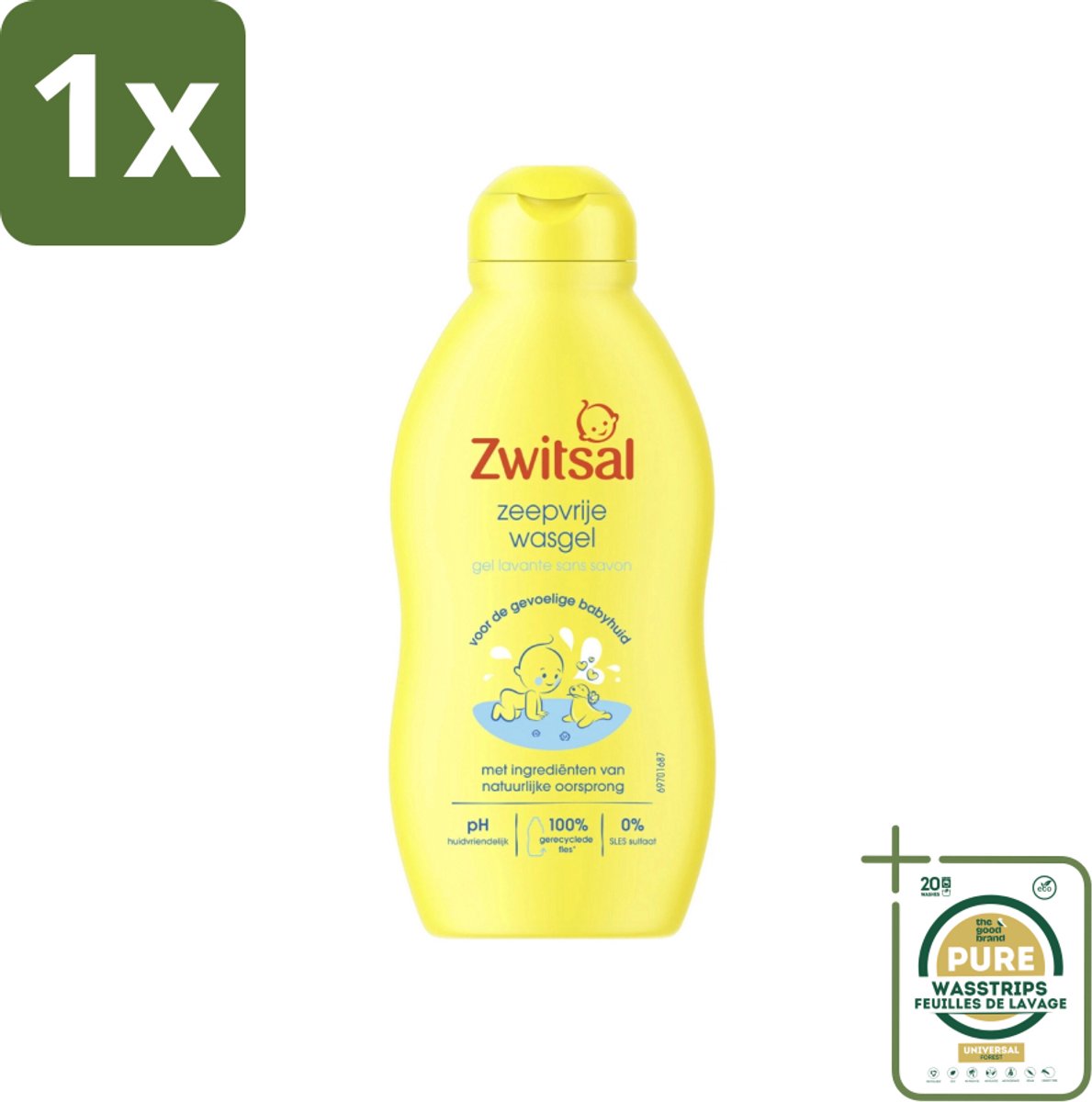 1 x Zwitsal - Babyverzorging - Zeepvrije Wasgel - Voor de Gevoelige Babyhuid - 200 ml- Babyhuid Verzorging - Zeepvrije Wasgel - Baby Wasgel - Gevoelige Huid - Anti-prik Wasgel