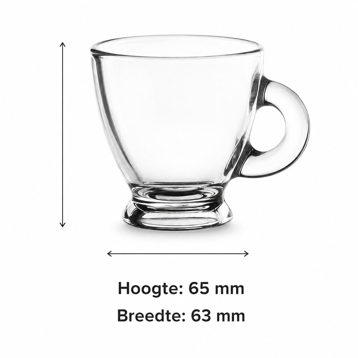 R&H® Espressoglazen met Handvat - 4 stuks - 85 ml - Vaatwasserbestendig - Roma
