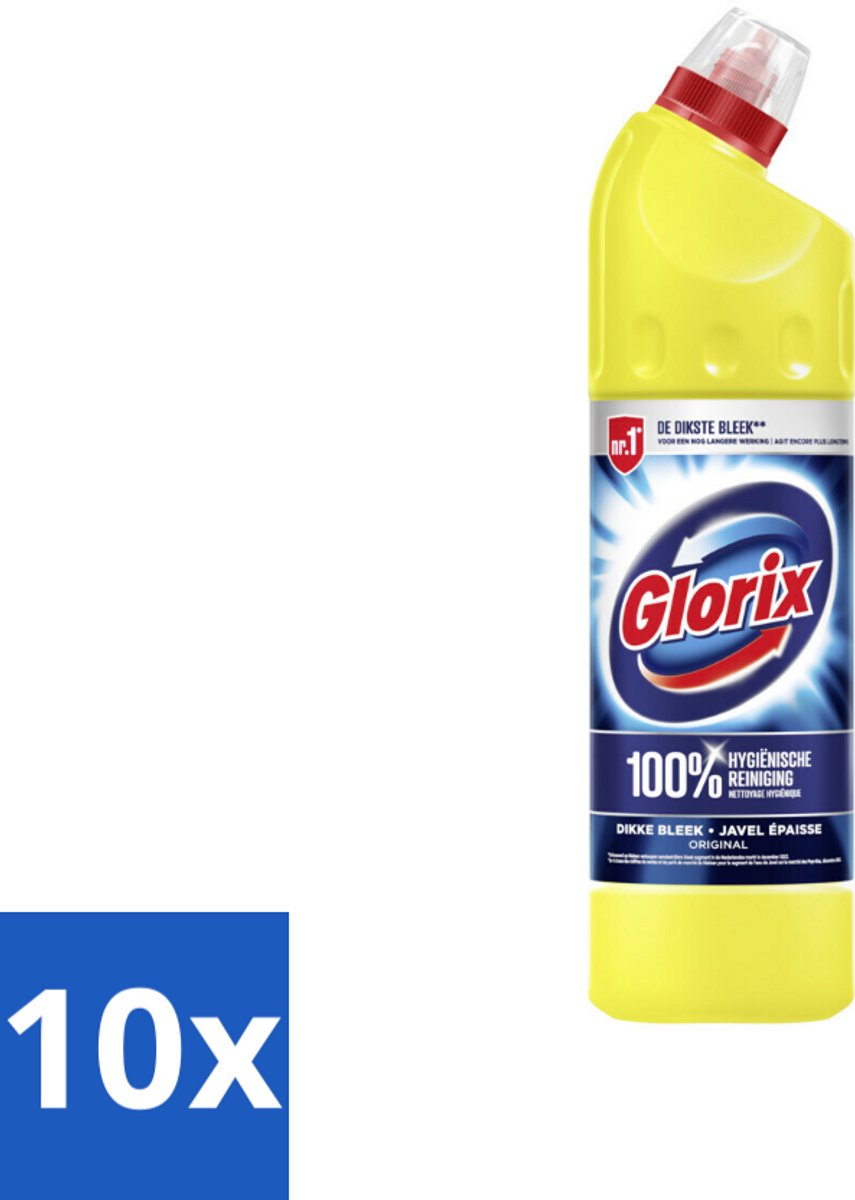 10 x Glorix Original - Toiletreiniger - Dikke Bleek - Intensieve Reiniger - 750 ml - Toiletreiniger - Reiniging Toilet - Anti-kalk - Hygiëne Toilet - Kalkaanslag