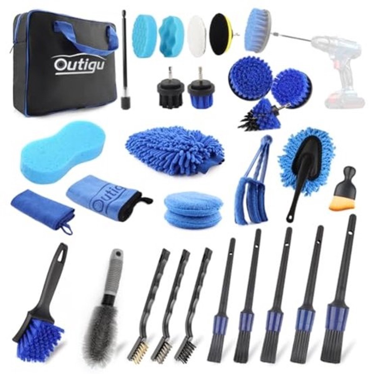 Comprehensive 30-Piece Auto Cleaning Set for Interior and Exterior Detailing