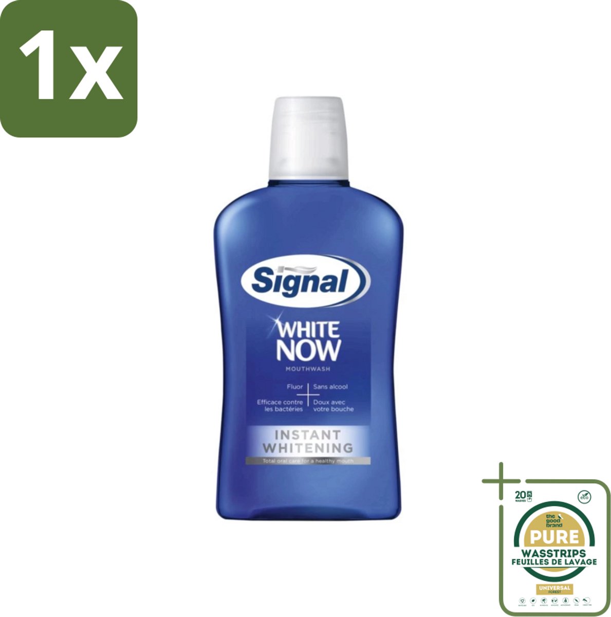 1 x Signal - White Now - Mondwater - 0 % Alcohol - 500 ml- Mondwater - Mondverzorging - Fluoride - Tandplak - Bacteriën