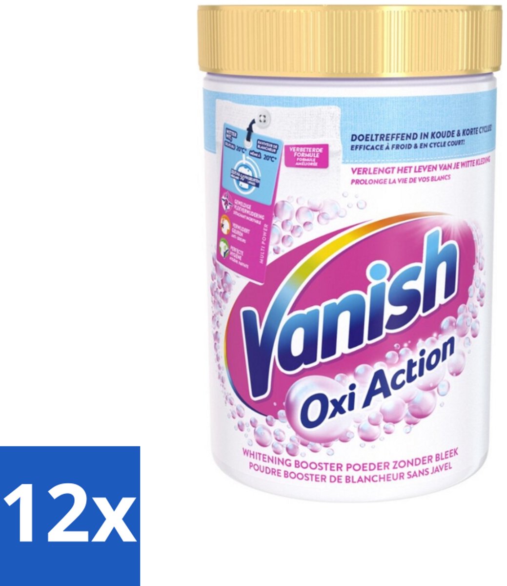 12 x Vanish Oxi Action - Vlekkenverwijderaar Poeder - Witte Was - 710 Gram - Vlekkenverwijderaar - Witte Was - Wasverzachter - Waspoeder - Vlekken Verwijderen