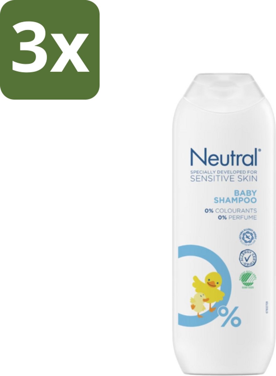 3 x Neutral - Babyshampoo - Gevoelige huid - Parfumvrij - Zonder Kleurstoffen - 250 ml - Baby Shampoo - Hypoallergenisch Shampoo - Zachte Babyhuid - Gevoelige Huid - Parfumvrije Shampoo