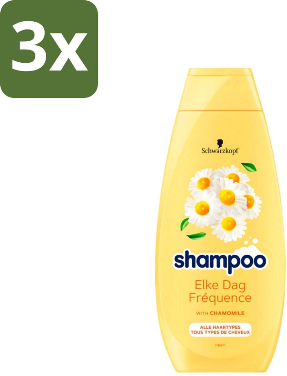 3 x Schwarzkopf - Shampoo - Elke dag - Kamille - Alle types haar - 400 ml - Shampoo Voor Haar - Kamille Shampoo - Elke Dag Shampoo - Haar Verzorging - Gevoelig Haar Shampoo