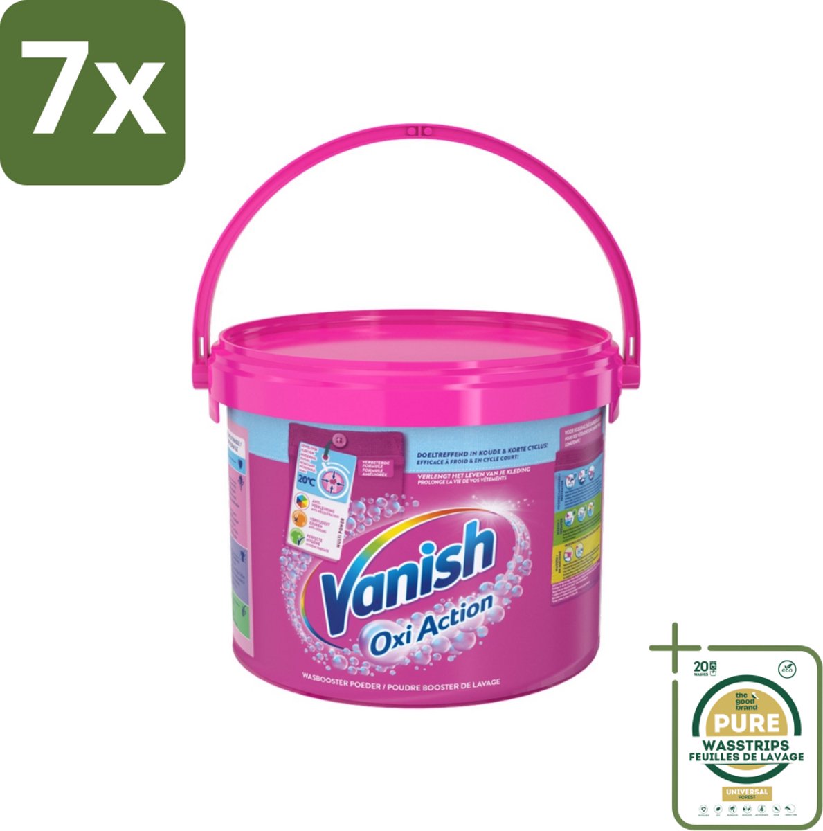 7 x Vanish Oxi Action - Vlekkenverwijderaar - Wasbooster - Gekleurde Was - 2.7 Kg - Grootverpakking - Vlekkenverwijderaar - Wasbooster - Gekleurde Was - Kleuroverdracht Voorkomen - Geur Neutraliseren