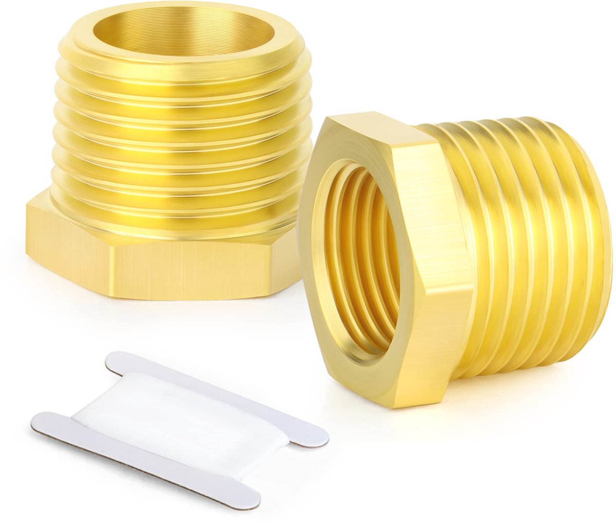 Elzusha - 2 Stuks Messing Reducer Hex Bushing voor Draadverbinding - 1/4" naar 1/2