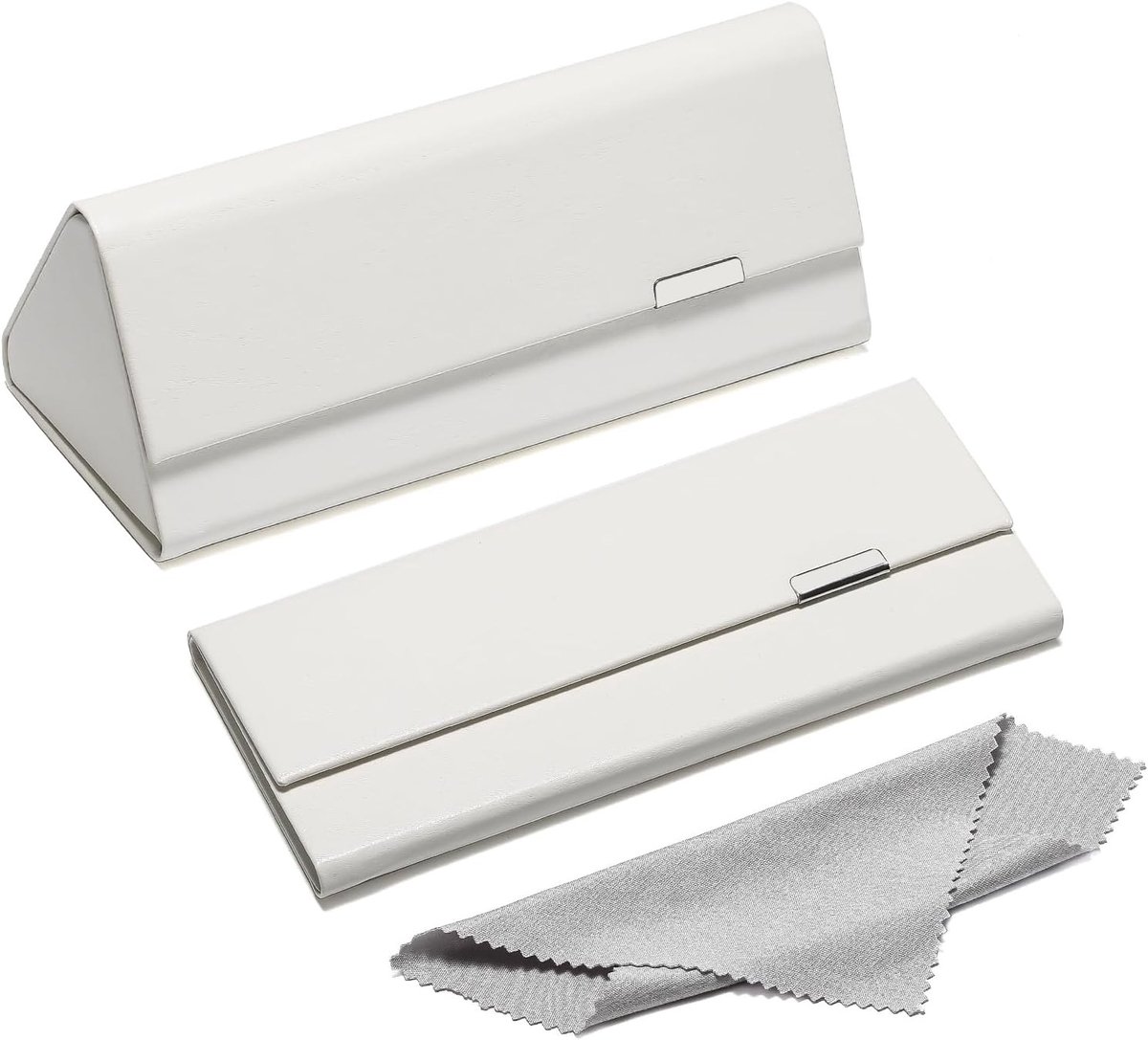 Opvouwbare draagbare lederen brillenkoker voor zonnebrillen en leesbrillen met magnetische sluiting