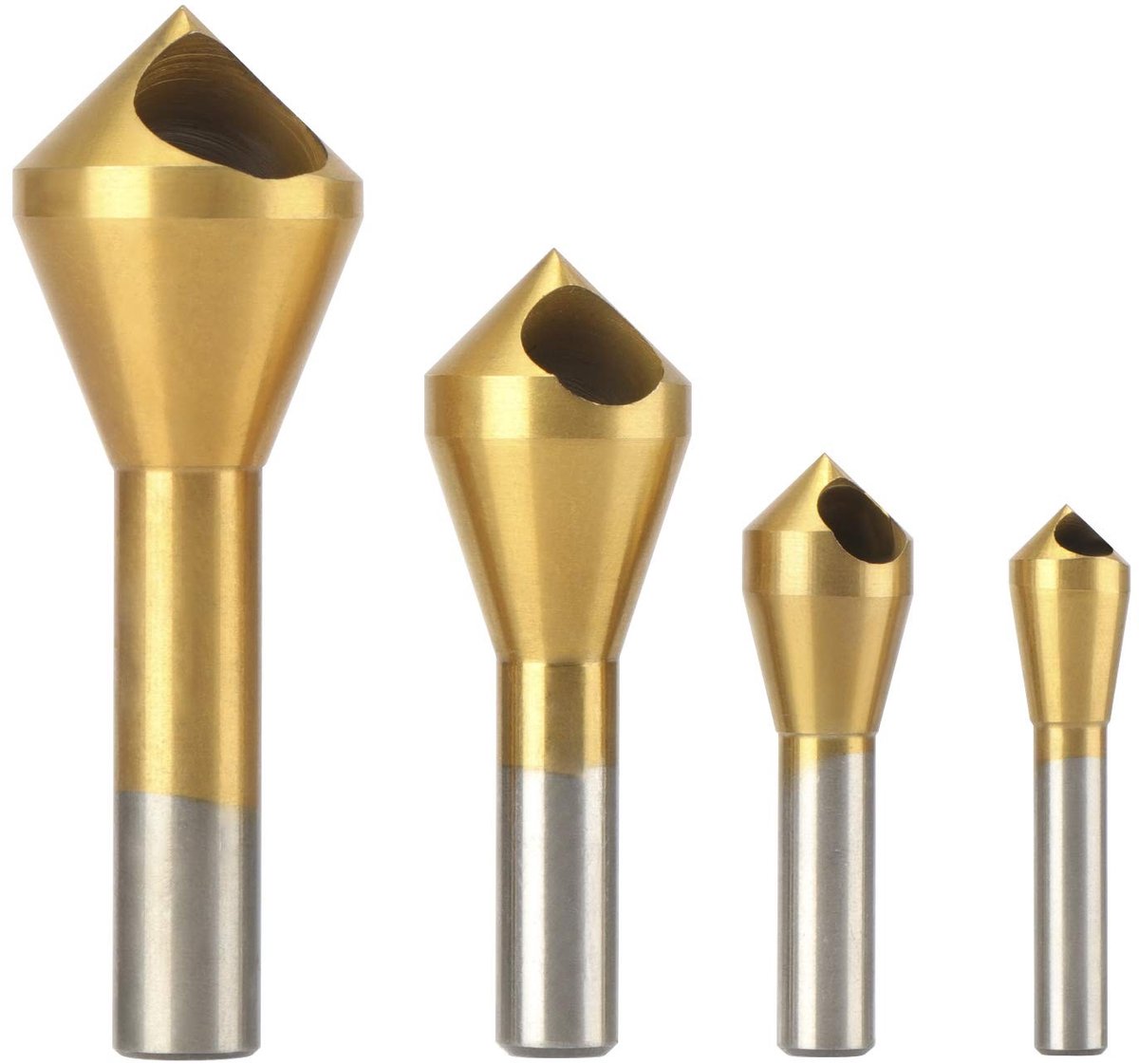 Elzusha - 4-delige Chamfer Tool Set met Titanium Coating voor Metaal en Hout