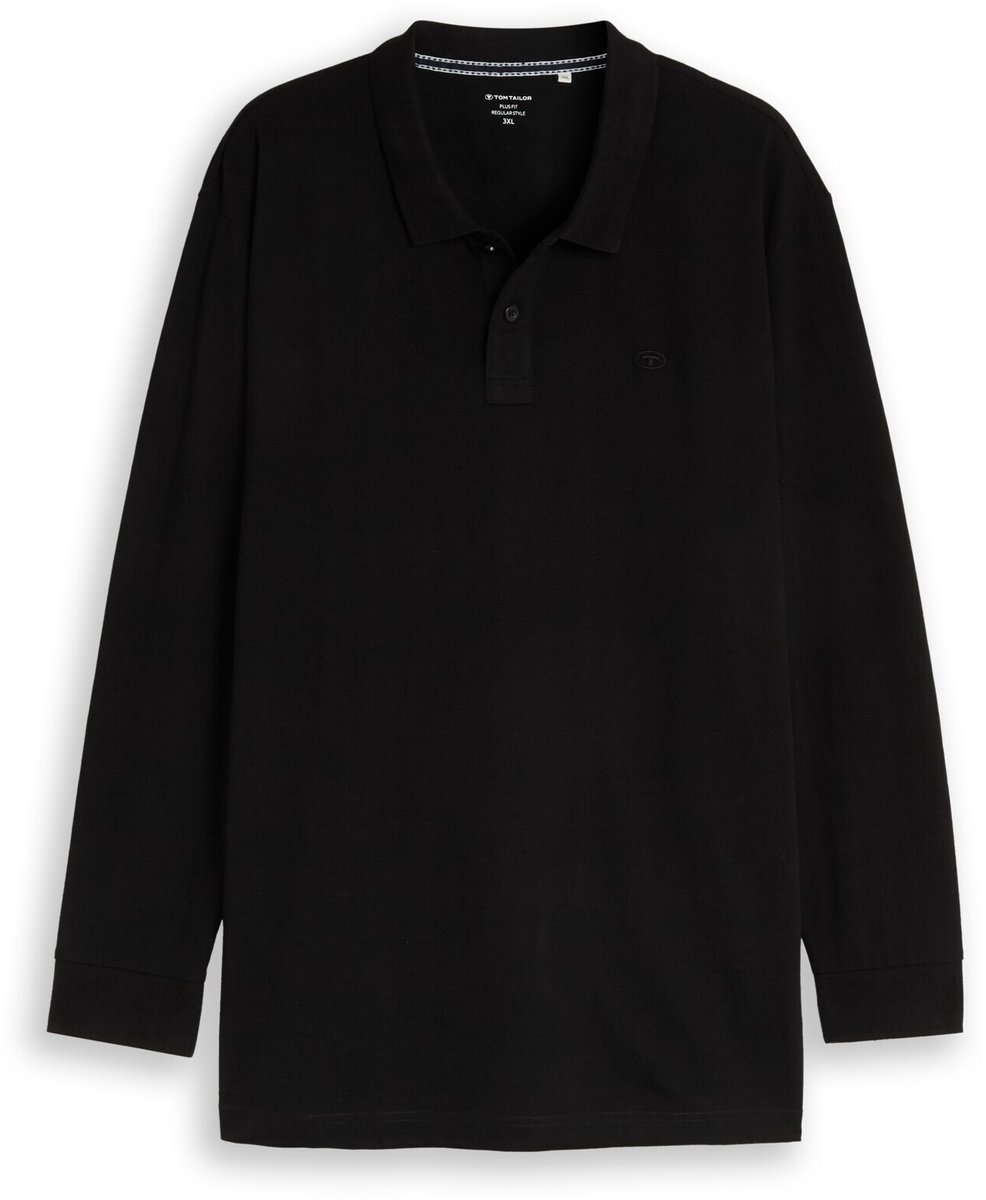 Tom Tailor - Plus Size - Piqué-poloshirt met lange mouwen - Maat 3XL - Black