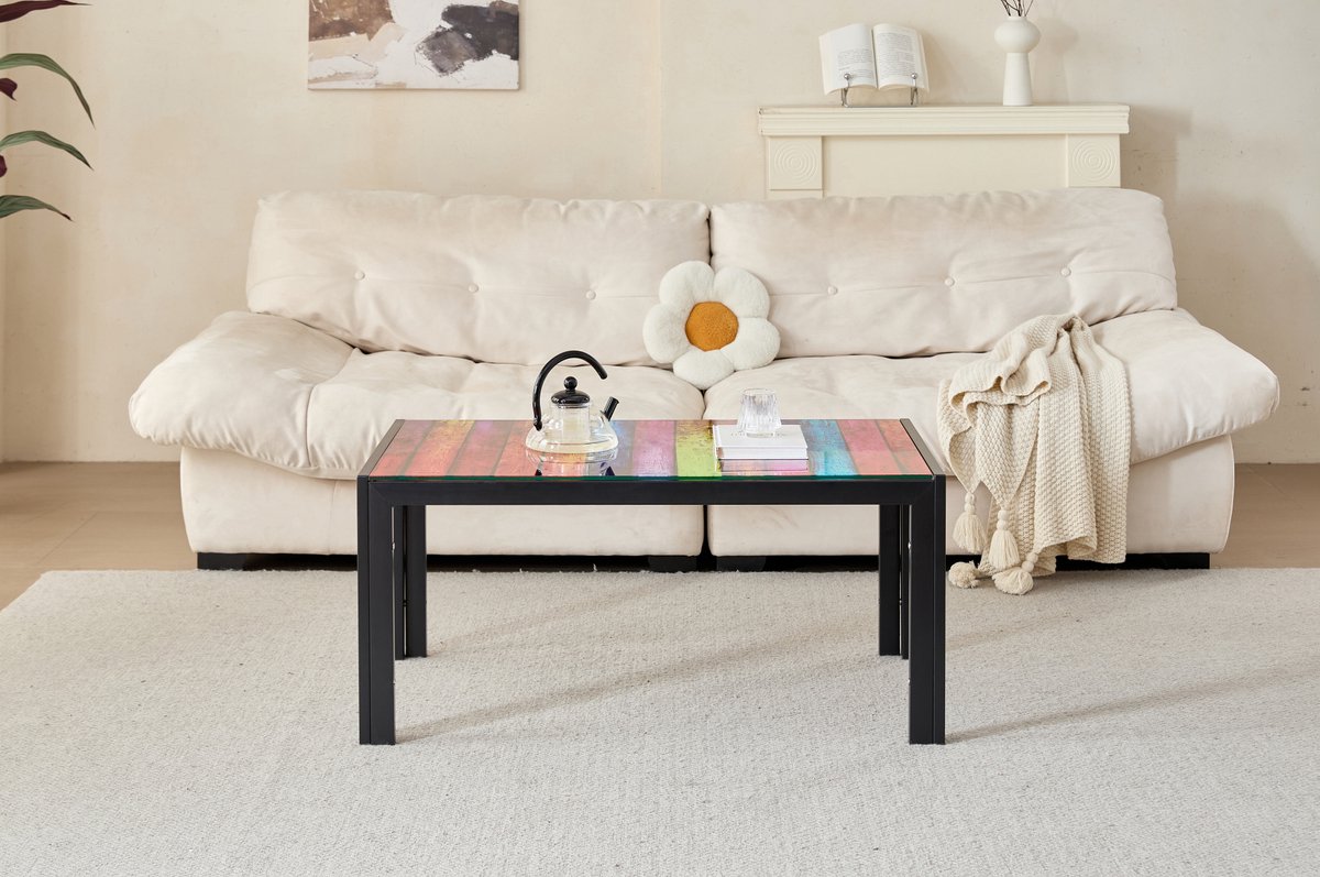 STILVORA Salontafel - Moderne Salontafel Van Glas En Metaal - Rechthoekig Voor Woonkamer, Kantoor En Meer - Zwart - 100x60x45 Cm