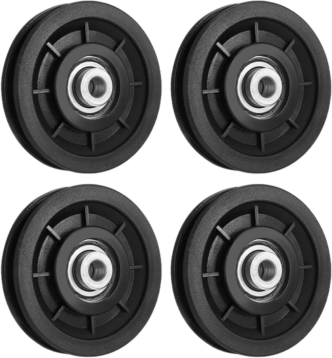 Set van 4 Stuks 90mm Katrollen voor Fitness, Vervangingsrollen voor Gym Apparatuur en Kabelsystemen