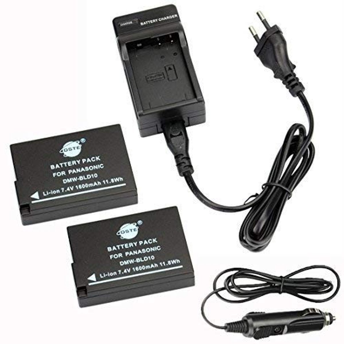 Elzusha - 2-Pack Vervangbare Batterijen en Oplader voor Camera
